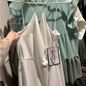 Elegant White Spaghetti Strap Dress